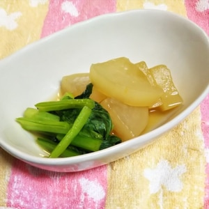 麺つゆで小松菜と大根の煮びたし